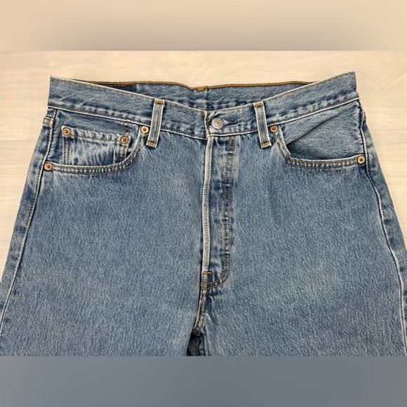 Levi's 501 Men's Jeans 34x34 Blue 5-Pocket Button Fly Red Tab (Actual‎ 33x33) - Picture 7 of 9